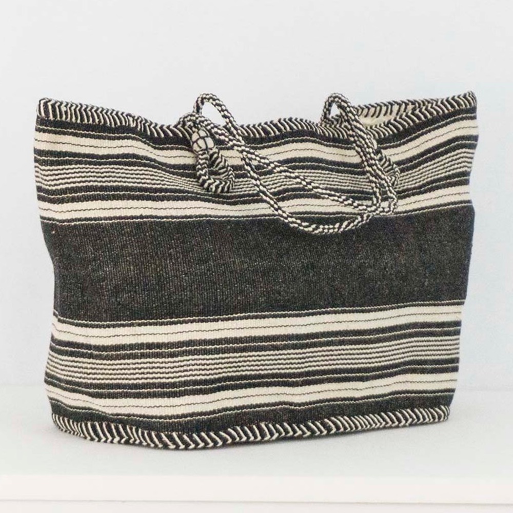 Tote Bag xl with zipper jute cotton handmade